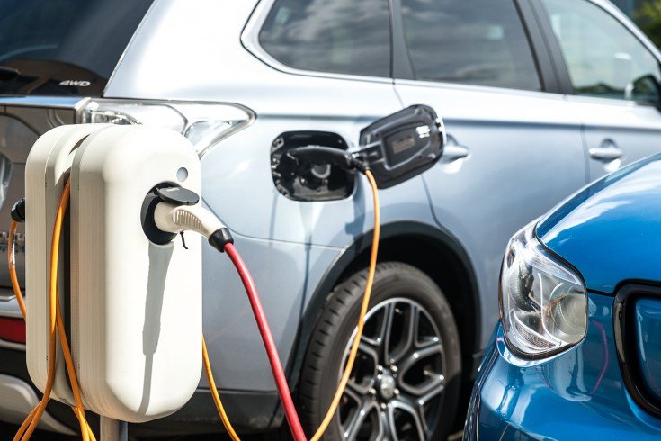 Electric car at a charging point